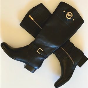Michale Kors Black Leather Boots Size 7.5